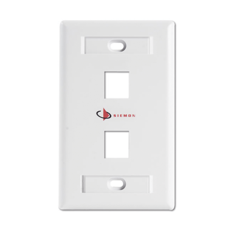 Placa de pared Keystone de 2 salidas color blanco para Jacks