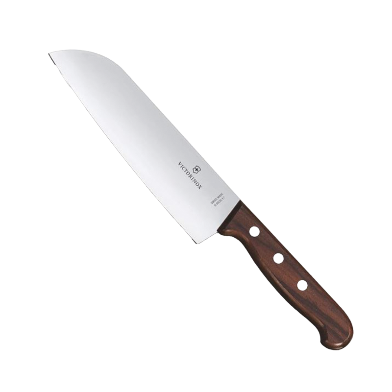 Cuchillo Santoku Wood de 17 cm, Filo con Corte Recto, Estilo