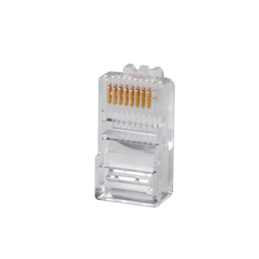 Plug RJ45 Cat5e, Para Cable UTP Calibre 22 a 26 AWG, Chapado