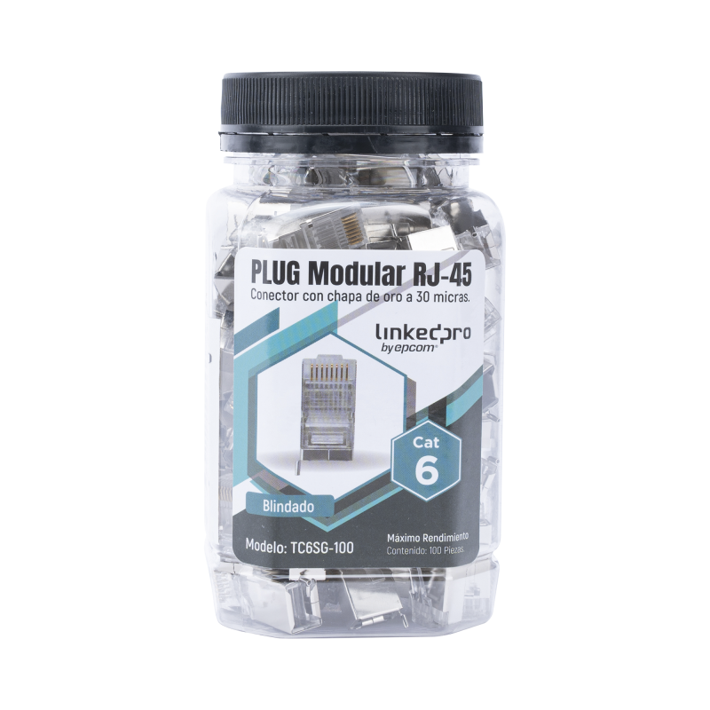 Bote con 100 Piezas de Plug Modular RJ45 Cat6 blindado con p