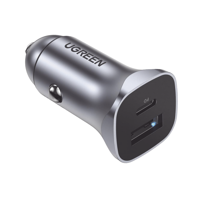 Cargador de Auto 24W  Puerto USB-A y USB-C  Carga Rápida