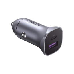 Cargador de Auto 30W  2 Puertos USB-A y USB-C  Carga Rápid