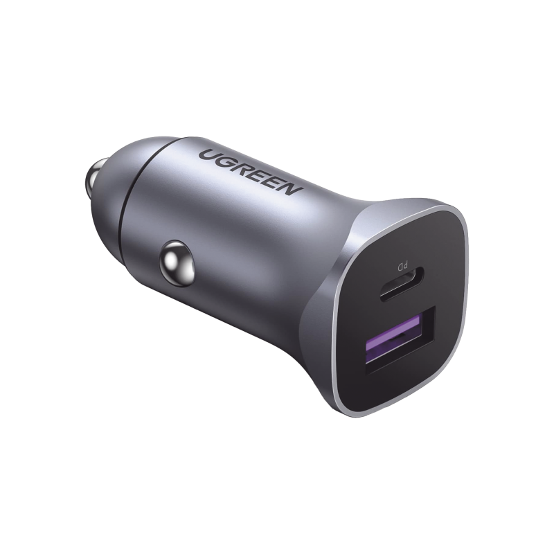 Cargador de Auto 30W  2 Puertos USB-A y USB-C  Carga Rápid