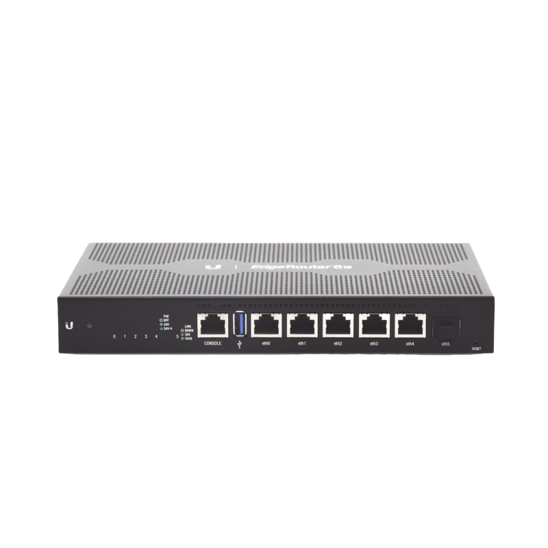 EdgeRouter 6 PoE pasivo 24 V con 5 puertos 10-100-1000 Mbps