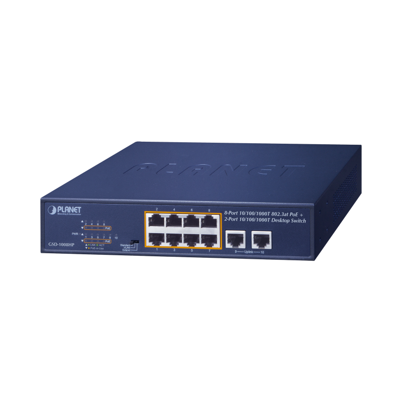 Switch no administrable PoE de 8 puertos 10-100-1000 Mbps co