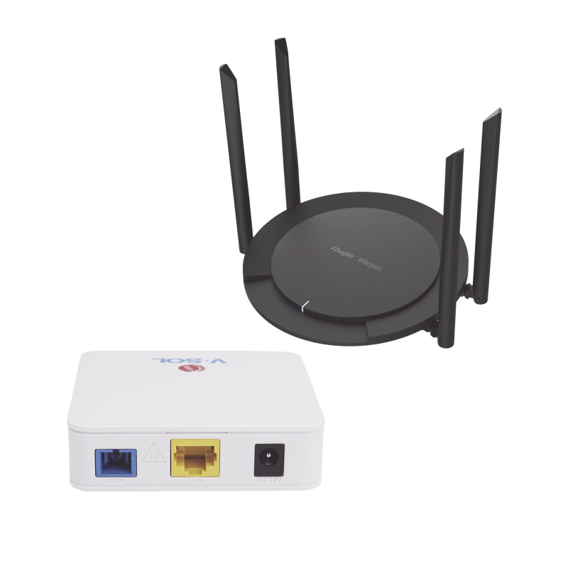 Kit 2 ONU Bridge V-Sol Dual GPON-EPON con Router Home Wi-Fi