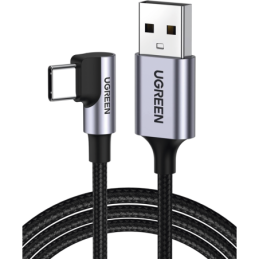 Cable USB-A a USB-C - 2 Metros - Conector con Ángulo Recto d