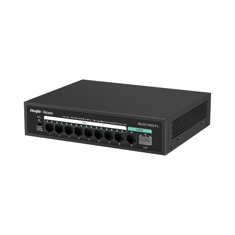 Switch PoE no administrable con 10 puertos 10-100-1000 Mbp