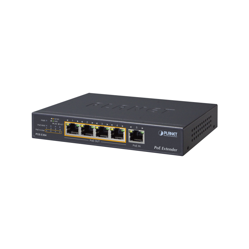 Extensor Ultra PoE de 65 Watts Con 4 Puertos Gigabit de Sali