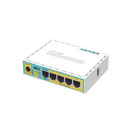 [hEX PoE LITE] RouterBoard, 5 Puertos Fast Ethernet, 4 con P