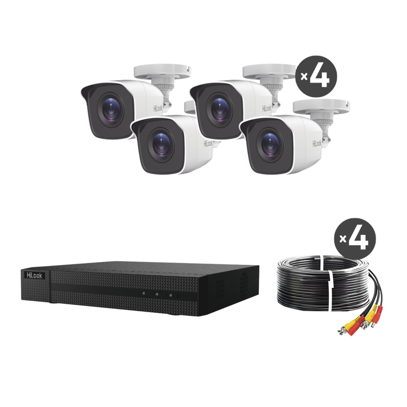 KIT TurboHD 1080p - DVR 8 canales con H265+ - 4 Cámaras Bala