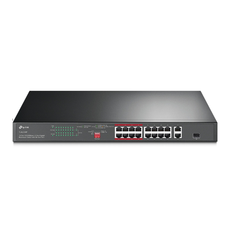 Switch PoE+ no Administrable 16 puertos 10-100 Mbps + 2 puer