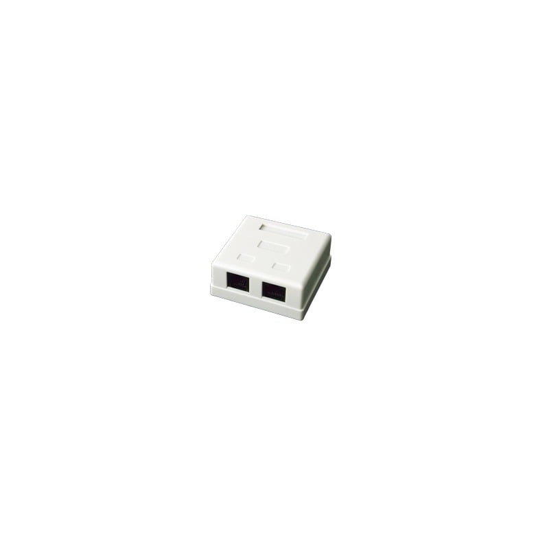 Caja de pared con 2 puertos, incluye 2 jacks UTP Cat5e Keyst