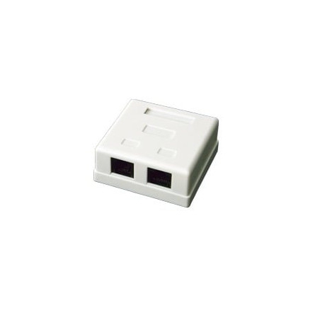 Caja de pared con 2 puertos, incluye 2 jacks UTP Cat5e Keyst